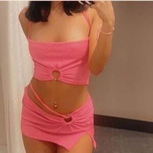 Pink Two-Piece Set with Cut-Out Details